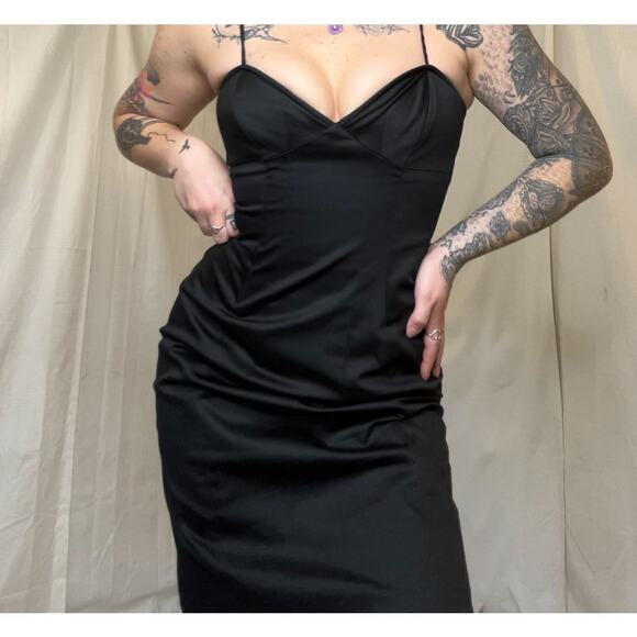 Vintage Moda International Structured Black Midi Dress - Picture 6 of 7